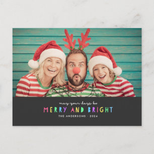 Heldere lichten op Slate Single Photo Holiday Briefkaart