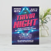 Heldere lichten Paarse en blauwe Trivia nacht Kaart (Staand voorkant)