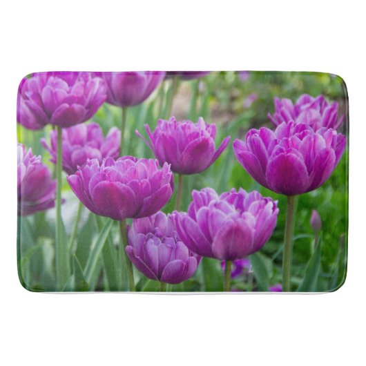 Heldere lila tulpen op een zonnige dag badmat (Voorkant)