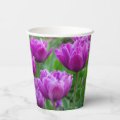 Heldere lila tulpen op een zonnige dag papieren bekers (Achterkant)