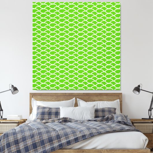Heldere lime groene overlappende oceaan golven pat canvas afdruk (Insitu (Slaapkamer))