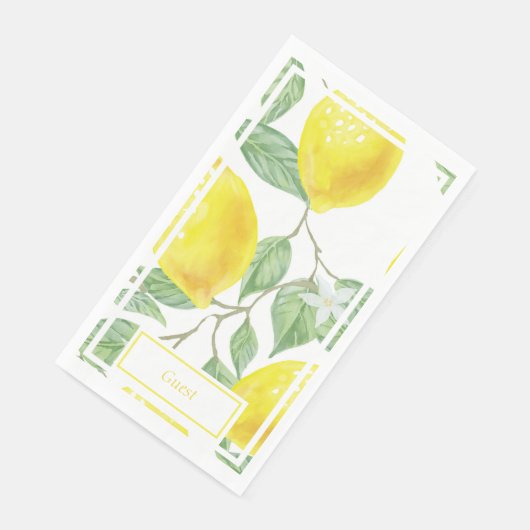 Heldere luiers en bladeren, geel en groen servet (Hoek)