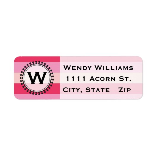 Heldere luifels roze monogram Adresetiketten Etiket (Voorkant)