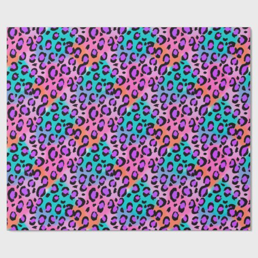 Heldere luipaard, roze paarse aqua cadeaupapier (Vlak)