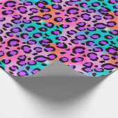 Heldere luipaard, roze paarse aqua cadeaupapier (Hoek)