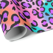 Heldere luipaard, roze paarse aqua cadeaupapier (Rol Hoek)