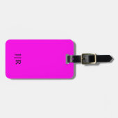 Heldere magenta en zwart in modern monogram bagagelabel (Voorkant horizontaal)