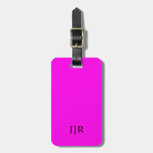 Heldere magenta en zwart in modern monogram bagagelabel (Voorkant verticaal)