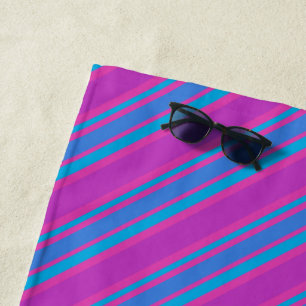 Heldere magenta Paarse blauwe strepen Strandlaken