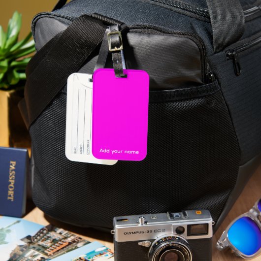Heldere Magenta Solid Color Bagagelabel (Voorkant & Achterkant)