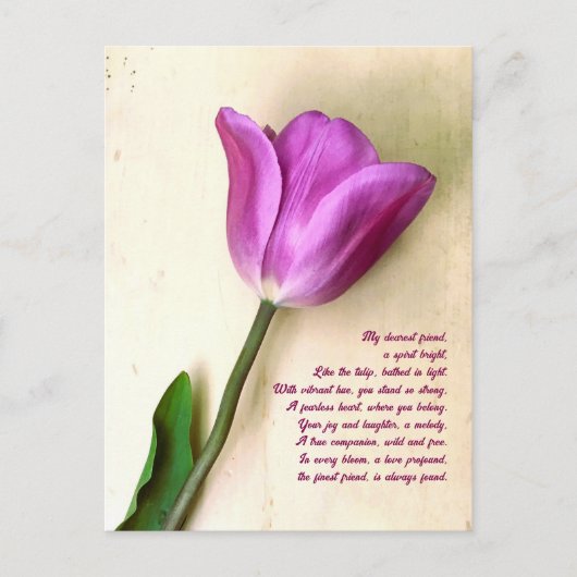 Heldere Magenta Tulp Poetic Briefkaart (Voorkant)