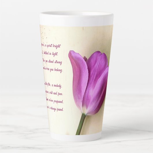 Heldere Magenta Tulp Poetic Latte Mok (Voorkant)