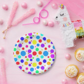 Heldere, meerkleurige spots papieren bordje (Feest)