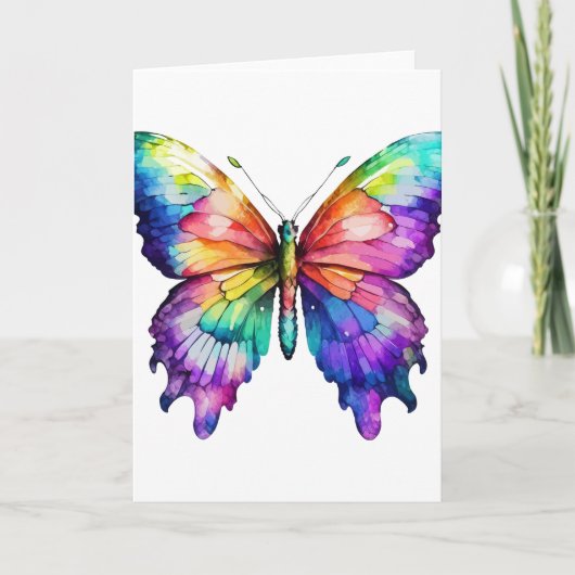 Heldere met de hand geschilderde vlinder (blanco) kaart (Voorkant)