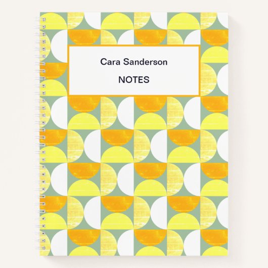 Heldere Mid Century Modern Abstracte halve cirkels Notitieboek (Voorkant)