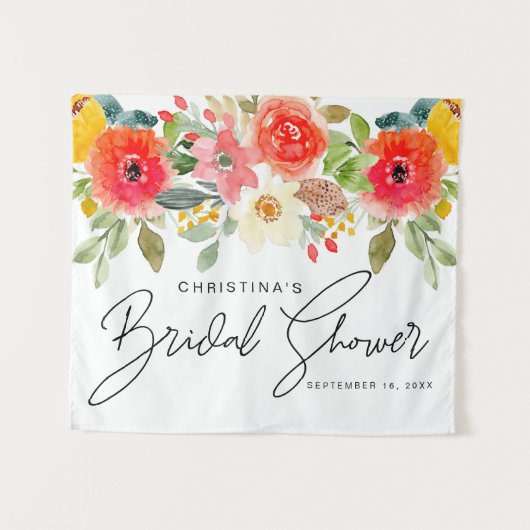 Heldere Midsummer Bloemrijke Bruids-Shower Wandkleed (Voorkant (horizontaal))