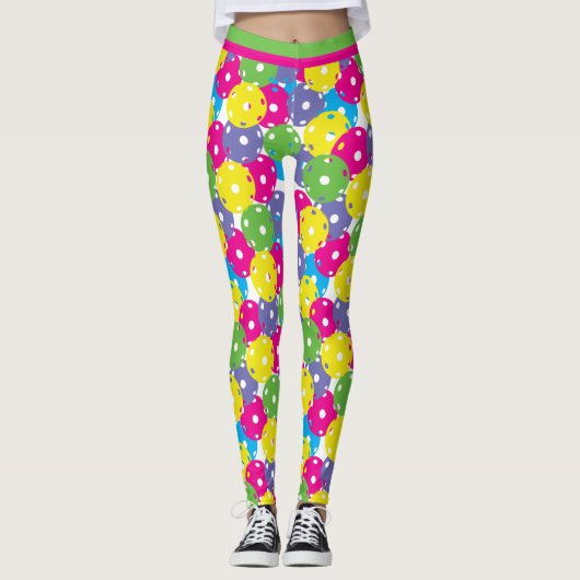 Heldere mix van Pickleballs (kleine tegel grootte) Leggings (Voorkant)