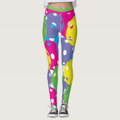 Heldere mix van Pickleballs (XL tegel maat) Leggings (Voorkant)