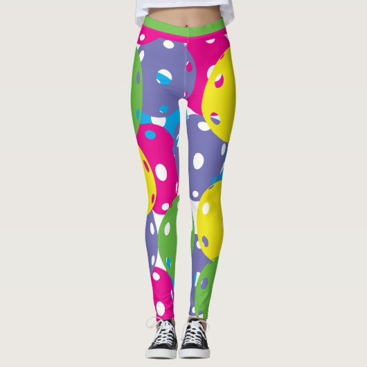 Heldere mix van Pickleballs (XL tegel maat) Leggings (Voorkant)