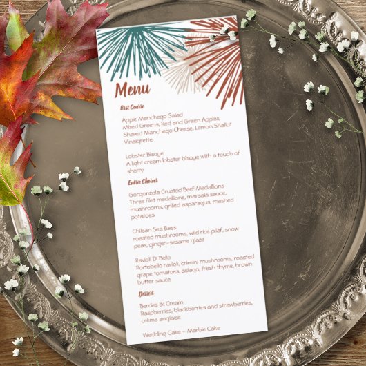 Heldere Moderne Abstracte Donkere Teal Koper Bisqu Menu