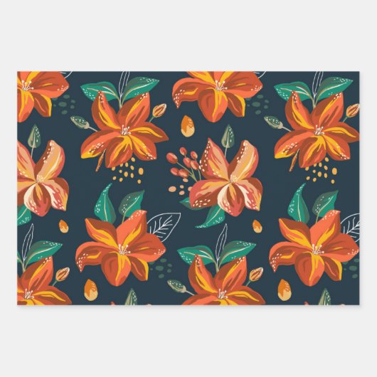 Heldere moderne bloemen en bladeren botanische pat inpakpapier vel (Voorkant 2)