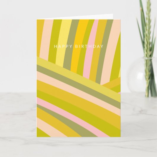 Heldere moderne Citrus Stripes Green Pink Birthday Kaart (Voorkant)