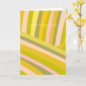 Heldere moderne Citrus Stripes Green Pink Birthday Kaart (Gele Bloem)