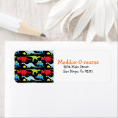 Heldere moderne dinosaurus retour adreslabels etiket (Insitu)