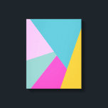 Heldere moderne geometrische vormen Kunst | Blauwg Canvas Afdruk<br><div class="desc">Een kleurrijk abstract geometrisch ontwerp in heldere en vette kleuren van warm roze,  turquoise en geel.</div>