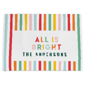 Heldere moderne minimale eenvoudige familie kerst groot cadeauzakje (Voorkant)