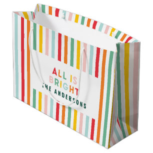 Heldere moderne minimale eenvoudige familie kerst groot cadeauzakje