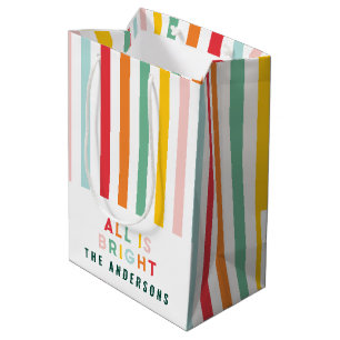 Heldere moderne minimale eenvoudige familie kerst medium cadeauzakje