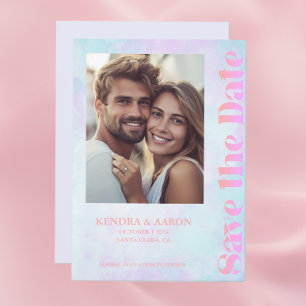 Heldere moderne minimale neon bruiloft opslaan van kaart