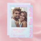 Heldere moderne minimale neon bruiloft opslaan van kaart