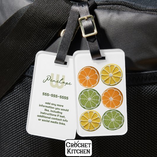 Heldere moderne minimale verse hakvruchten plakjes bagagelabel