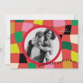 Heldere moderne veelkleurige blokken cirkel foto feestdagenkaart (Voorkant)