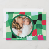 Heldere moderne, veelkleurige cirkelfoto Happiest Feestdagenkaart (Voorkant)