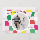 Heldere moderne, veelkleurige cirkelfoto Happy Feestdagenkaart (Voorkant)