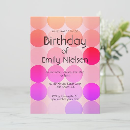 Heldere moderne verjaardagsuitnodiging kaart (Staand voorkant)