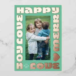 Heldere moderne wensen | Kerst één foto groen Folie Feestdagenkaart