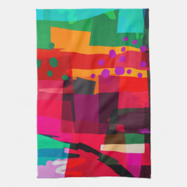 Heldere multi-color abstract ontwerp keukenhanddoe theedoek
