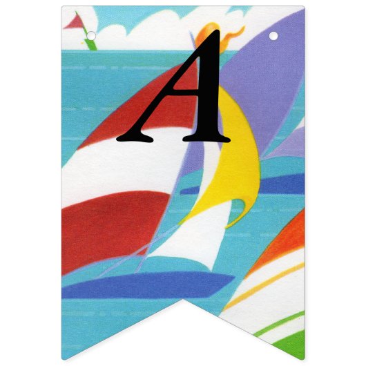 Heldere multi gekleurde zeilboten in Lake Sky Vlaggetjes (Tweede vlag)