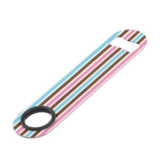 Heldere multi-kleur streep gestreepte abstracte st speed flessenopener (Voorkant Gekanteld)