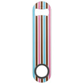 Heldere multi-kleur streep gestreepte abstracte st speed flessenopener (Achterkant)
