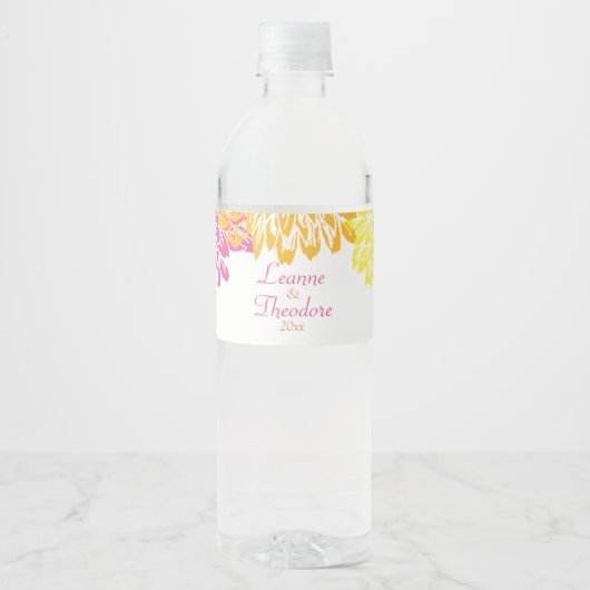 Heldere, multi-kleurenmedia, Floral Waterfles Etiket (Voorkant)