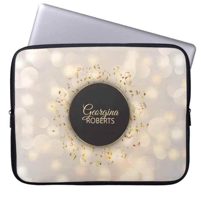 Heldere Muzieknoten en laptophoes met aangepaste n Laptop Sleeve (Voorkant)