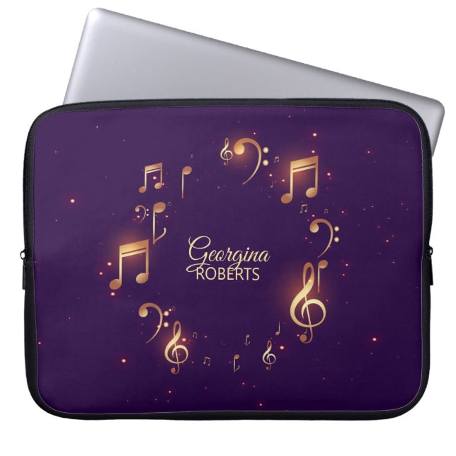 Heldere Muzieknoten en laptophoes met aangepaste n Laptop Sleeve (Voorkant)