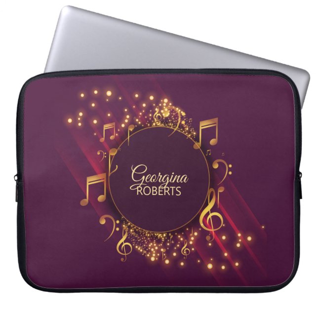 Heldere Muzieknoten en laptophoes met aangepaste n Laptop Sleeve (Voorkant)