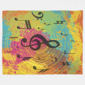 Heldere Muzieknoten op de explosie van kleur Fleece Deken (Voorkant (Horizontaal))