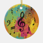 Heldere Muzieknoten op de explosie van kleur Keramisch Ornament (Voorkant)